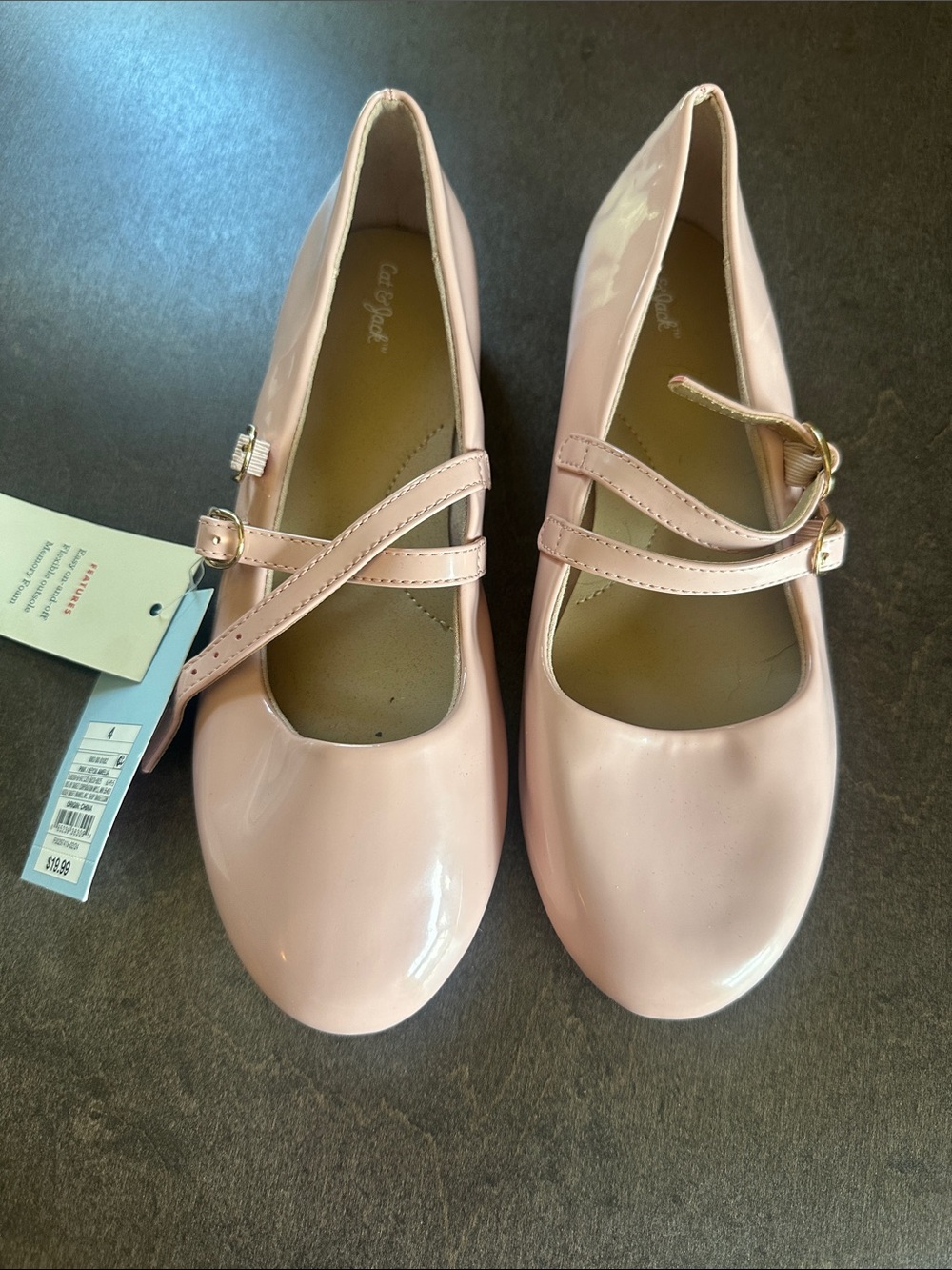 Cat & Jack Girls' Glossy Pink Double-Strap Mary Janes